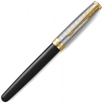 Ручка перьевая Parker Sonnet Premium F537, Metal Black GT (Перо F)