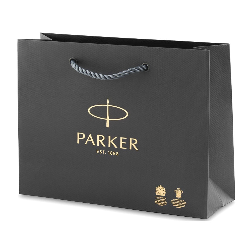 Фирменный подарочный пакет PARKER, Большой, бумажный, серый, 26*19,5*8,5 см.
